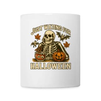 Squelette en attente du design d’Halloween - Mug blanc - blanc - Devant
