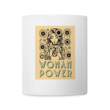 Woman Power – Sonnenblumen Girl Clipart - Tasse - Weiß - Vorne