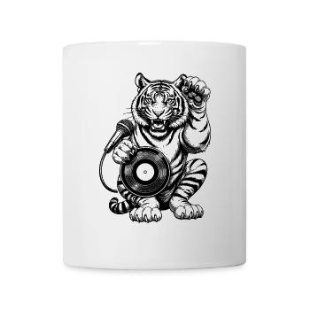 Schallplatten Comic Shirt: Tiger hebt die Tatze - Tasse - Weiß - Vorne