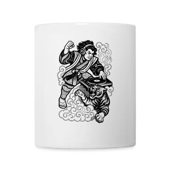 Tiger Shirt: Samurai mixes the deep techno beat - Mug - white - Front