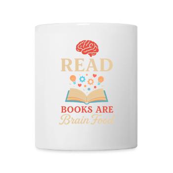 Lesen - Bücher sind Gehirnnahrung - Tasse - Weiß - Vorne
