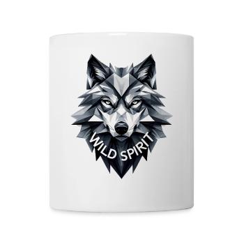 Geometric wolf with "Wild Spirit" slogan - Mug - white - Front