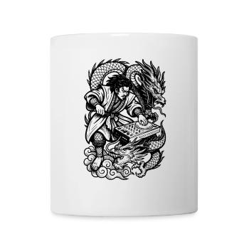 DJ Shirt: Samurai at the Techno Mixer with Dragon - Mug - white - Front