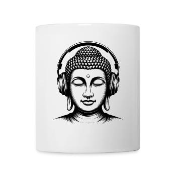 Buddha mit Kopfhörern Achtsamkeit Musik Boho Zen - Tasse - Weiß - Vorne