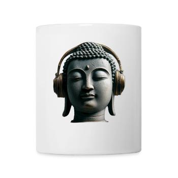 Buddha mit Kopfhörern Achtsamkeit Musik Boho Zen - Tasse - Weiß - Vorne