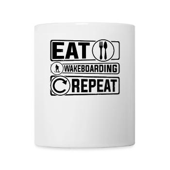 Funny Wakeboarding - Eat Wakeboarding Repeat - Tasse - Weiß - Vorne