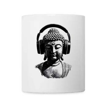 Buddha mit Kopfhörern Achtsamkeit Musik Boho Zen - Tasse - Weiß - Vorne