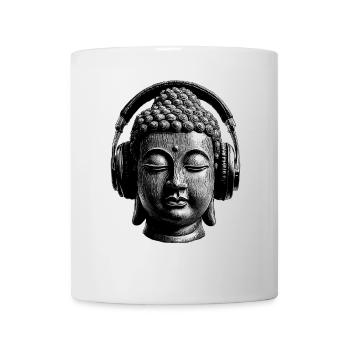 Buddha mit Kopfhörern Achtsamkeit Musik Boho Zen - Tasse - Weiß - Vorne