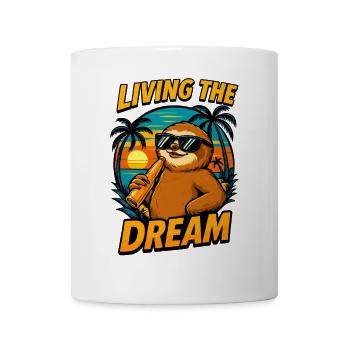 Faultier Urlaub Retro – Living the Dream - Tasse - Weiß - Vorne