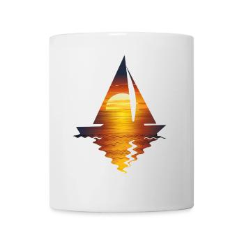 Segelboot Sonnenuntergang: Freiheit Am Meer - Tasse - Weiß - Vorne