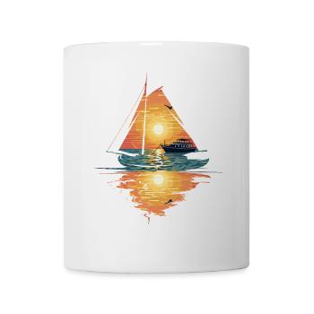 Segelboot Sonnenuntergang: Freiheit Am Meer - Tasse - Weiß - Vorne