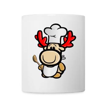 Renne Elmondo en cuisinier avec un tablier de chef - Mug blanc - blanc - Devant