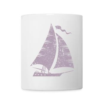 Silhouette de voilier minimaliste grunge - Mug blanc - blanc - Devant