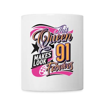 91e anniversaire Reine Femmes - Mug blanc - blanc - Devant