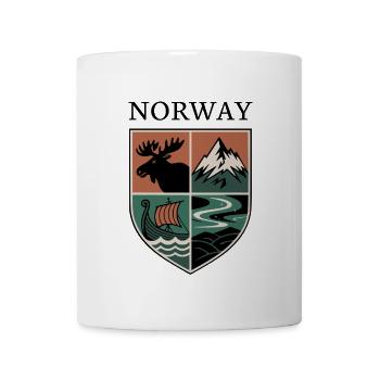 Norwegen Wappen Elch Berg Fjord Wikinger Nordlicht - Tasse - Weiß - Vorne