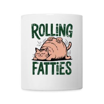 Rolling Fatties Katze Humor - Tasse - Weiß - Vorne