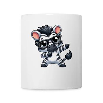 Cool Zebra Dabbing Cartoon Glasses Nerd Safari - Mug - white - Front