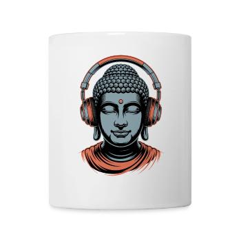 Buddha mit Kopfhörern Achtsamkeit Musik Boho Zen - Tasse - Weiß - Vorne