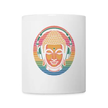 Buddha mit Kopfhörern Achtsamkeit Musik Boho Zen - Tasse - Weiß - Vorne