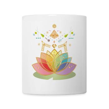 Buntes Chakra-Blüten Symbol mit Ornamenten - Tasse - Weiß - Vorne
