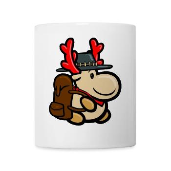 Rentier Elmondo mit Rucksack als Backpacker - Tasse - Weiß - Vorne