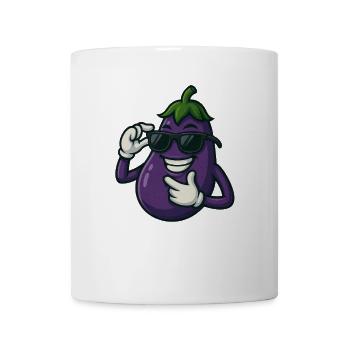 Cool eggplant vegetable design with sunglasses - Mug - white - Front