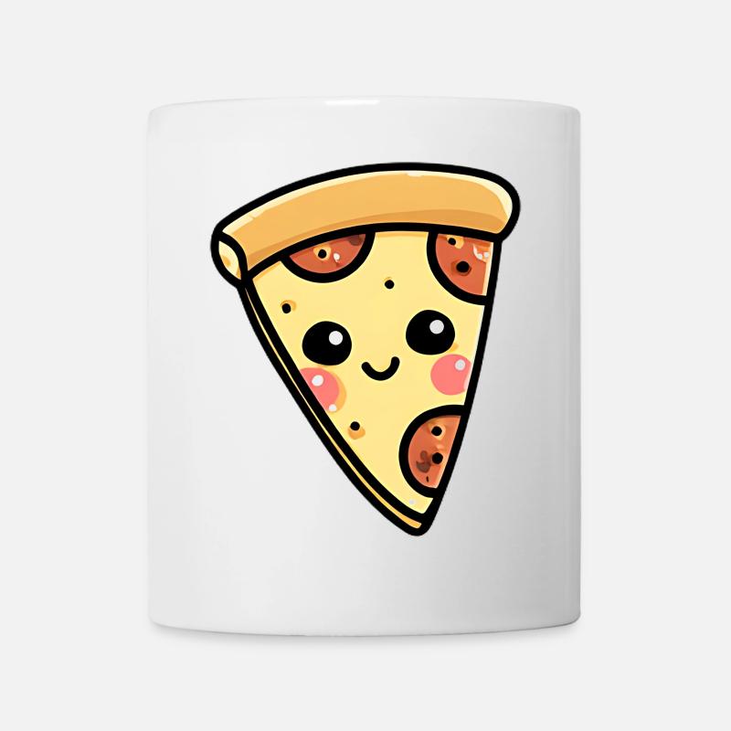 Kawaii Pizza Slice Illustration - Mug - white