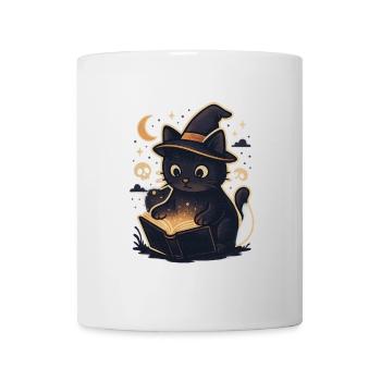 Spukkatze liest Magiebuch - Tasse - Weiß - Vorne