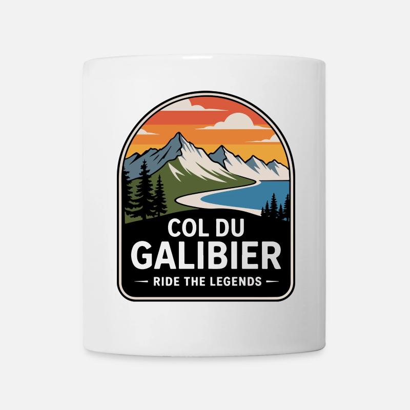 Col du Galibier Panneau Cyclisme - Mug blanc - blanc