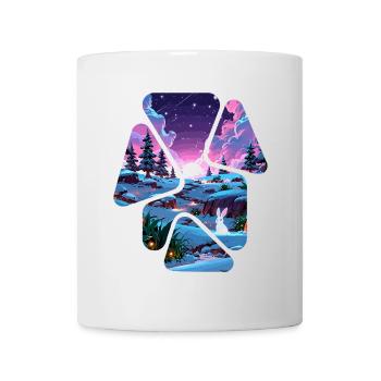 Paysage Neige Puzzle Fantaisie - Lapin blanc - Mug blanc - blanc - Devant