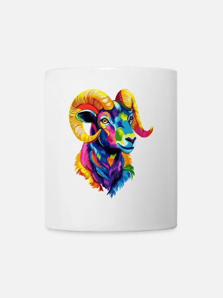 Widder Mufflon Aries Wilde Schafe Männliches Schaf - Tasse - Weiß