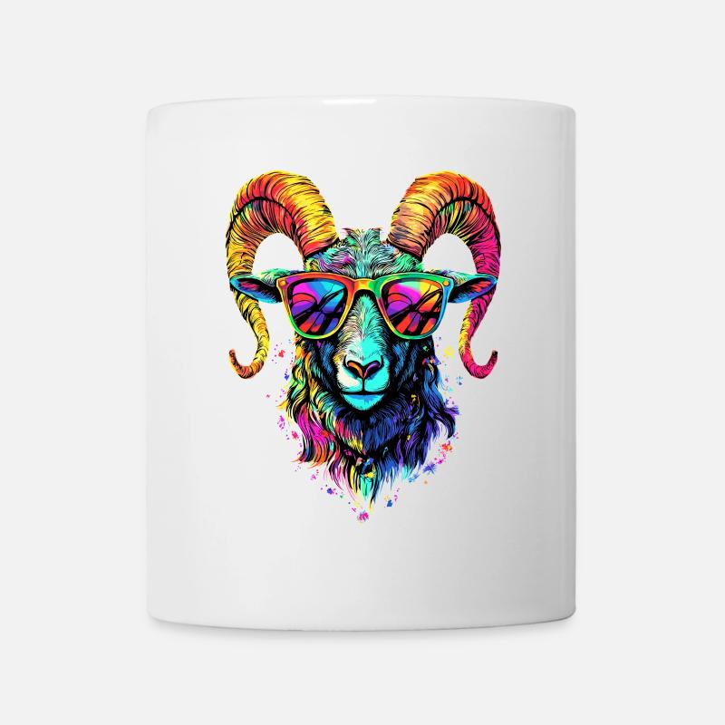Widder Mufflon Aries Wilde Schafe Männliches Schaf - Tasse - Weiß