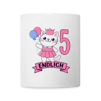 Cat Birthday Motif Finally 5 Years Girl - Mug - white - Front