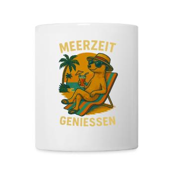 Suricate vacances plage été mer palmiers - Mug blanc - blanc - Devant