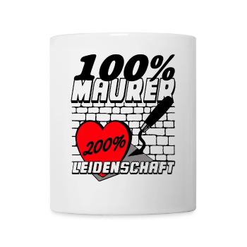 Maurer Leidenschaft 200% Herz - Tasse - Weiß - Vorne