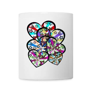 Retro Herz Herzen Vintage - Tasse - Weiß - Vorne
