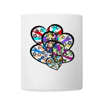 Retro Herzen Herz 60er Vintage Sterne - Tasse - Weiß - Vorne