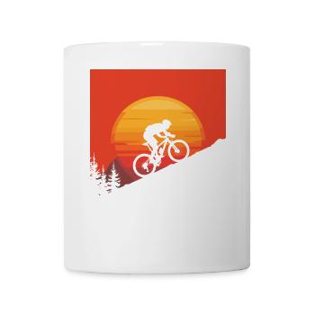 Mountain Biker Sunset Silhouette - Mug - white - Front