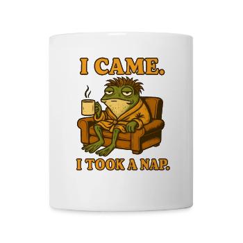 Müder Frosch im Bademantel - Tasse - Weiß - Vorne