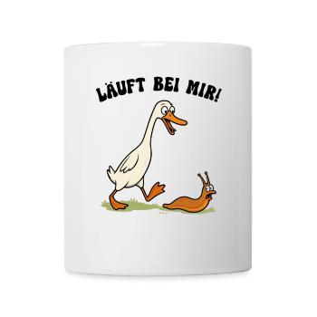 Laufente Schneckenjäger Lustiges Laufenten Ente - Tasse - Weiß - Vorne