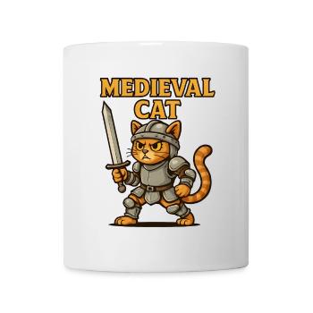Mittelalter Katze - Tasse - Weiß - Vorne