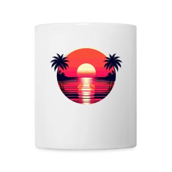 Soleil Plage Vacances Rétro Palmiers Mer - Mug blanc - blanc - Devant