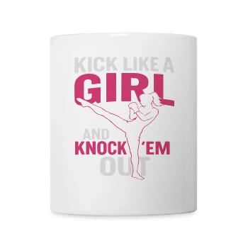 Kickboxen Fitness Frau Mädchen Kick Motivation - Tasse - Weiß - Vorne