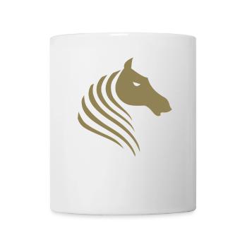 Portrait minimaliste de silhouette de tête de cheval - Mug blanc - blanc - Devant