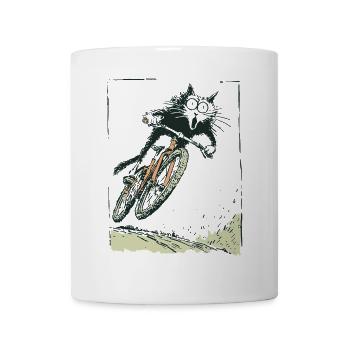 T-shirt design vélo chat - Mug blanc - blanc - Devant
