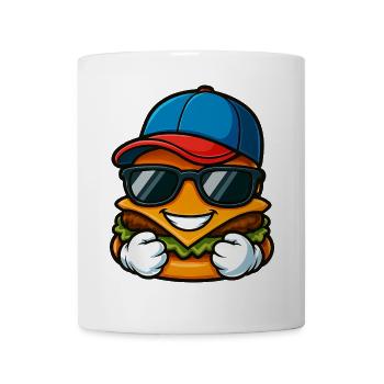 Cool burger joueur de baseball dessin animé enfants - Mug blanc - blanc - Devant