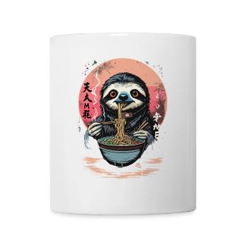 Faultier isst Ramen Japan Nudel Design - Tasse - Weiß - Vorne