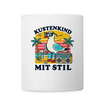 Seagull Coastal Child Summer Retro Vacation North Sea Baltic Sea - Mug - white - Front