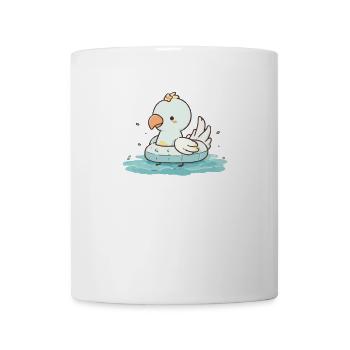 Süßer Cartoon Papagei mit Schwimmring im Wasser - Tasse - Weiß - Vorne