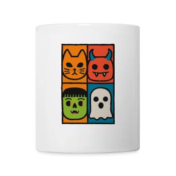 Colorful Halloween Faces – Funny Monster Art - Mug - white - Front
